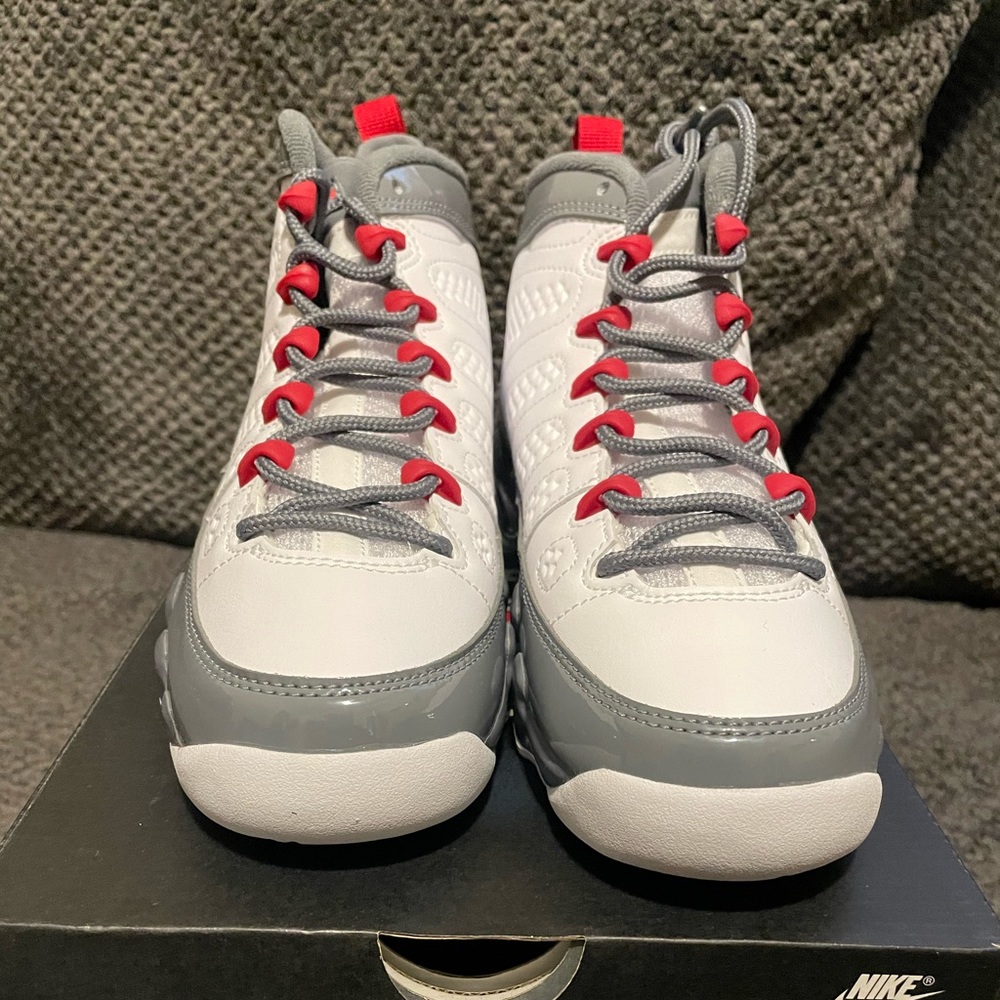 Brand new! Air Jordan 9 Retro White/Fire Red/ Cool-Grey 6Y